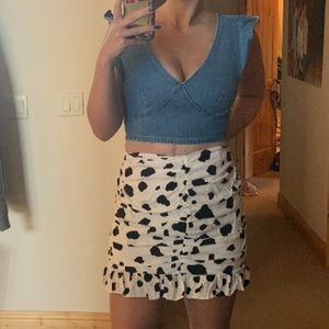 Flutter sleeve denim crop top